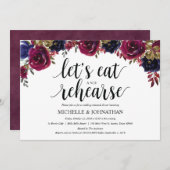 ブルゴーニュ海軍結婚のリハーサルディナー招待状 招待状 (正面/裏面)