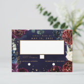 ブルゴーニュ海軍結婚の食事の選択なしRSVP 出欠カード (スタンド正面)