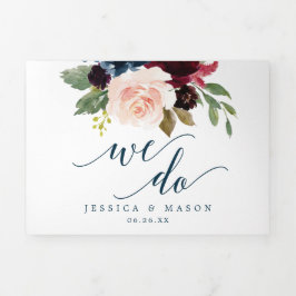 ブルゴーニュ海軍結婚の3倍招待状 三つ折り招待状