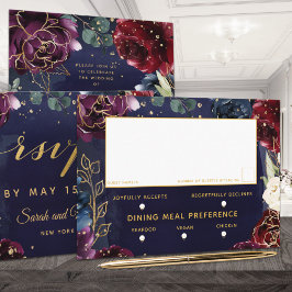 ブルゴーニュ海軍結婚の3食選択RSVP 出欠カード