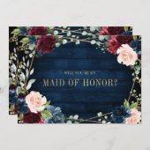ブルゴーニュ海軍赤面がメイド・オブ・オーナー(花嫁付き添い人) 招待状 (正面/裏面)