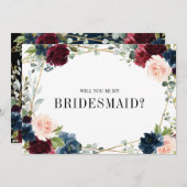 ブルゴーニュ海軍赤面は私の花嫁のインビになる 招待状 (正面/裏面)