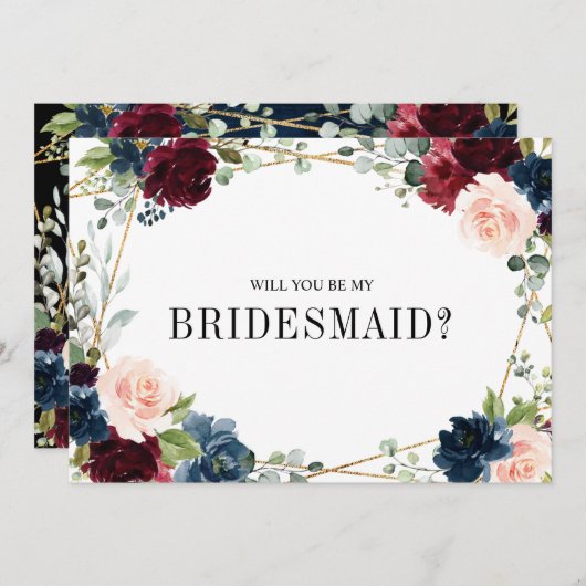 ブルゴーニュ海軍赤面は私の花嫁のインビになる 招待状 (正面/裏面)