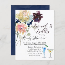 ブルゴーニュ海軍赤面ピンクピーニーブランチ&バブリーInv 招待状