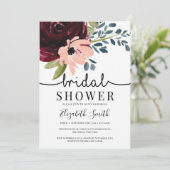 ブルゴーニュ海軍赤面ピンクフローラブライダルシャワー 招待状 (スタンド正面)