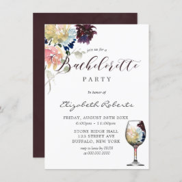 ブルゴーニュ海軍赤面ピンク牡丹バチェロレッテ 招待状