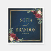 ブルゴーニュ海軍赤面フローラジオメト結婚リのナプキ スタンダードカクテルナプキン (正面)