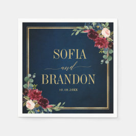 ブルゴーニュ海軍赤面フローラジオメト結婚リのナプキ スタンダードカクテルナプキン