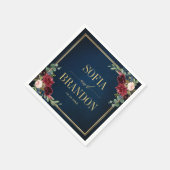 ブルゴーニュ海軍赤面フローラジオメト結婚リのナプキ スタンダードカクテルナプキン (角)