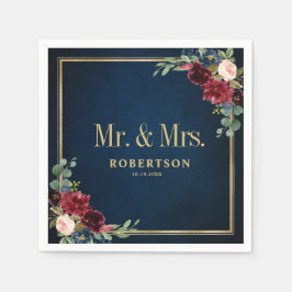 ブルゴーニュ海軍赤面フローラジオメト結婚リのナプキ スタンダードカクテルナプキン