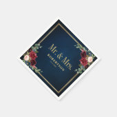 ブルゴーニュ海軍赤面フローラジオメト結婚リのナプキ スタンダードカクテルナプキン (角)