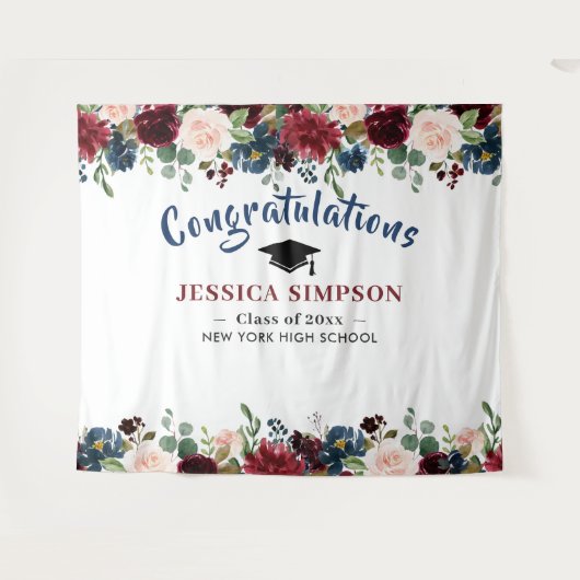 ブルゴーニュ海軍赤面フローラフォトブース背景 タペストリー (正面(横))