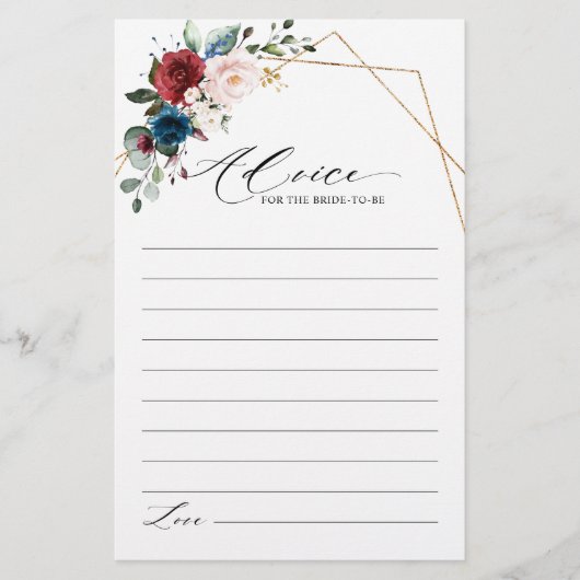 ブルゴーニュ海軍赤面フローラブライダルシャワーアドバイス (正面)