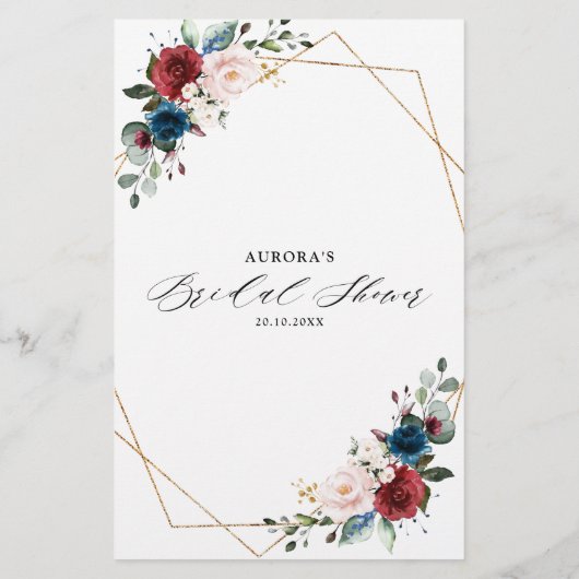 ブルゴーニュ海軍赤面フローラブライダルシャワーアドバイス (裏面)