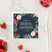 ブルゴーニュ海軍赤面フローラ幾何学ブライダルシャワー スタンダードカクテルナプキン (インサイチュ)