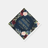 ブルゴーニュ海軍赤面フローラ幾何学ブライダルシャワー スタンダードカクテルナプキン (角)