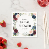 ブルゴーニュ海軍赤面フローラ幾何学ブライダルシャワー スタンダードカクテルナプキン (インサイチュ)