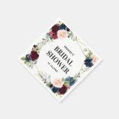 ブルゴーニュ海軍赤面フローラ幾何学ブライダルシャワー スタンダードカクテルナプキン (角)