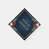 ブルゴーニュ海軍赤面フローラ幾何学ブライダルシャワー スタンダードカクテルナプキン (角)