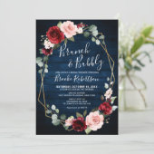 ブルゴーニュ海軍赤面フローラ幾何学ブライダルシャワー 招待状 (スタンド正面)