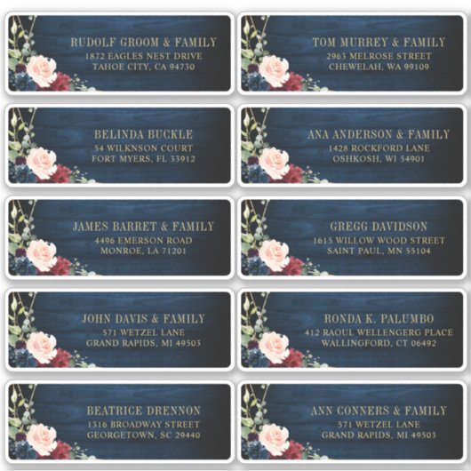 ブルゴーニュ海軍赤面フローラ幾何学住所 シール (正面)