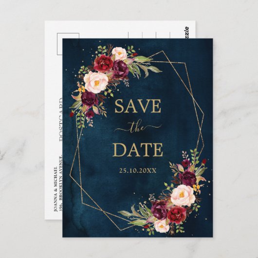 ブルゴーニュ海軍赤面フローラ幾何学保存日 ポストカード (正面/裏面)