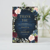 ブルゴーニュ海軍赤面フローラ幾何学的な写真 サンキューカード (スタンド正面)