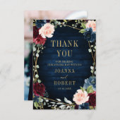 ブルゴーニュ海軍赤面フローラ幾何学的な写真 サンキューカード (正面/裏面)