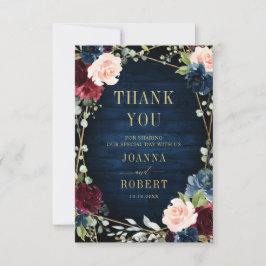 ブルゴーニュ海軍赤面フローラ幾何学的な写真 サンキューカード