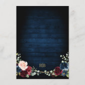 ブルゴーニュ海軍赤面フローラ幾何学結婚ズ エンクロージャーカード (裏面)