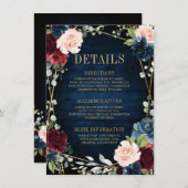 ブルゴーニュ海軍赤面フローラ幾何学結婚ズ エンクロージャーカード (正面/裏面)