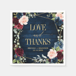 ブルゴーニュ海軍赤面フローラ幾何学結婚ズ スタンダードカクテルナプキン