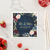 ブルゴーニュ海軍赤面フローラ幾何学結婚ズ スタンダードカクテルナプキン (インサイチュ)