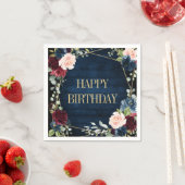 ブルゴーニュ海軍赤面フローラ幾何学誕生日 スタンダードカクテルナプキン (インサイチュ)