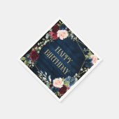 ブルゴーニュ海軍赤面フローラ幾何学誕生日 スタンダードカクテルナプキン (角)