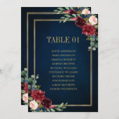 ブルゴーニュ海軍赤面フローラ金ゴールドシーティングチャートカード 招待状 (正面/裏面)