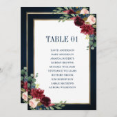 ブルゴーニュ海軍赤面フローラ金ゴールドシーティングチャートカード 招待状 (正面/裏面)