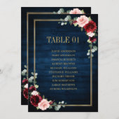 ブルゴーニュ海軍赤面フローラ金ゴールドシーティングチャートカード 招待状 (正面/裏面)