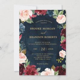 ブルゴーニュ海軍赤面フローラ金ゴールドボ結婚タニカル 招待状