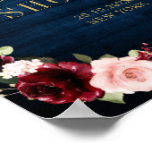 ブルゴーニュ海軍赤面フローラ金ゴールド幾何学歓迎 ポスター (角)