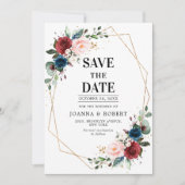 ブルゴーニュ海軍赤面フローラ金ゴールド幾何結婚の セーブザデート (正面)