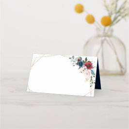 ブルゴーニュ海軍赤面フローラ金ゴールド幾何結婚の プレイスカード