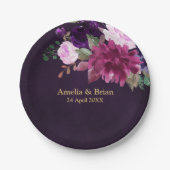 ブルゴーニュ海軍赤面フローラ金ゴールド幾何結婚の ペーパープレート (正面)