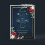 ブルゴーニュ海軍赤面フローラ金ゴールド幾何結婚の 招待状<br><div class="desc">詳細とRSVPエレガント詳細を備えたロマンチックな幾何学的な水の色のフローラ結婚式招待状カードは、美しいブルゴーニュ/マルサラ、赤面ピンク、桃、ネイビーブルーの水の色のバラとネイビーブルーの素朴な木の背景と金ゴールドフレームに一致する葉を備えている。秋/真夏結婚に最適。私の"blisswedingpaperie"ストアからより多くの一致するデザインやバリエーションを見つけてください。そし感じては連絡、私は自由にカスタマイズまたは一致する項目</div>