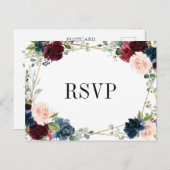 ブルゴーニュ海軍赤面フローラ金ゴールドRSVPポストカード ポストカード (正面/裏面)