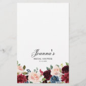 ブルゴーニュ海軍赤面ブライダルシャワーゲーム (裏面)