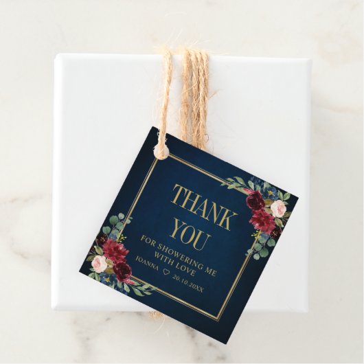 ブルゴーニュ海軍赤面ブライダルシャワーサンキュー フェイバータグ (インサイチュ)