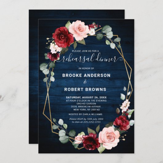 ブルゴーニュ海軍赤面幾何リハーサルディナー 招待状 (正面/裏面)