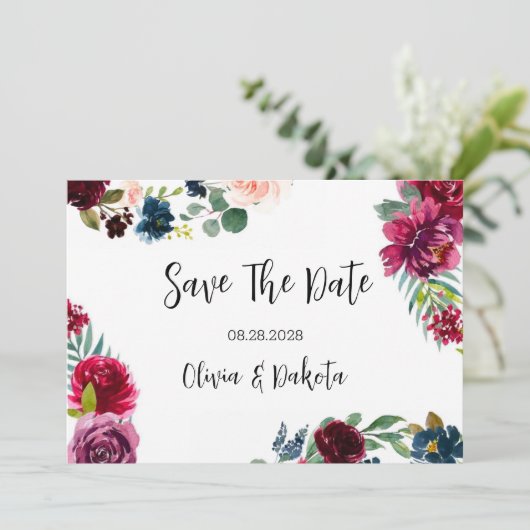 ブルゴーニュ海軍赤面牡丹は日付カードを保存 招待状 (スタンド正面)