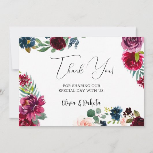 ブルゴーニュ海軍赤面結婚牡丹サンキューカード 招待状 (正面)